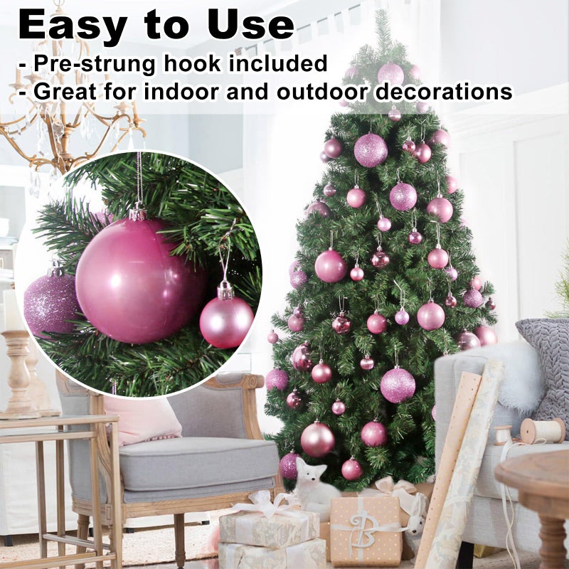 GameXcel Bubblegun Pink 4.0" Large Christmas Balls - Christmas Tree Decoration Ornaments Shatterproof Hanging Balls for Birthday Halloween Holiday Wedding Decorations Set of 4pcs - Image 5